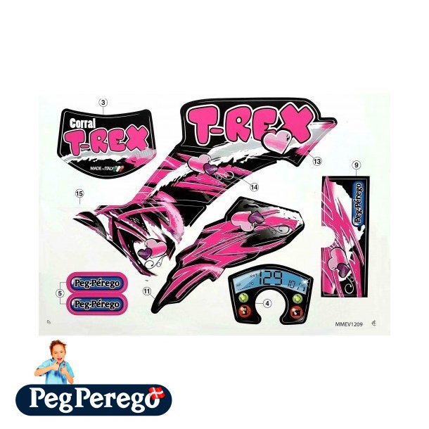 Klistermrke ark Corral T-Rex Pink