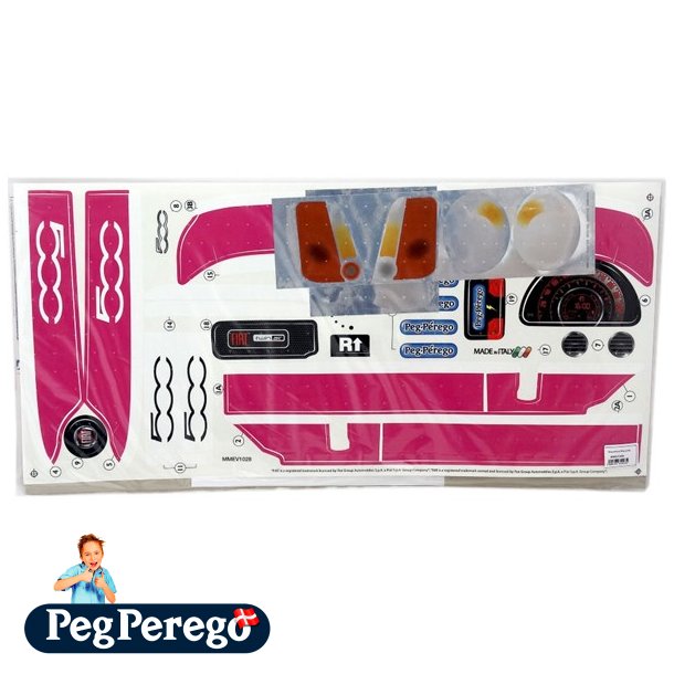 Klistermrke ark Fiat 500 pink