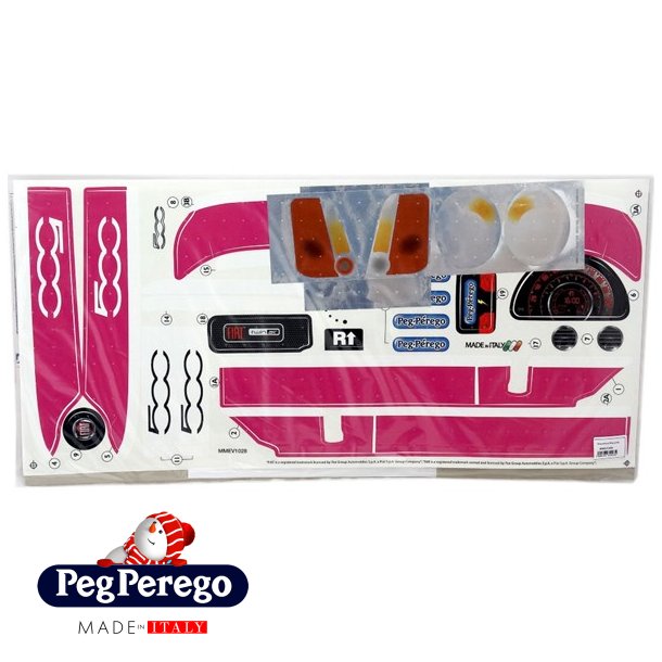 Klistermrke ark Fiat 500 pink